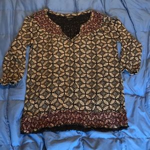 Lucky Brand, Women’s size medium 3/4 sleeve, v neck, blouse